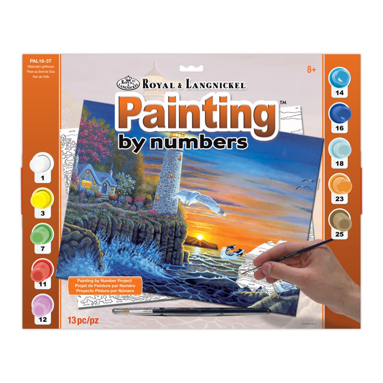 PAL18 | Painting by numbers™ 13pc 11.25" x 13.375" Waterside Lighthouse Painting Project